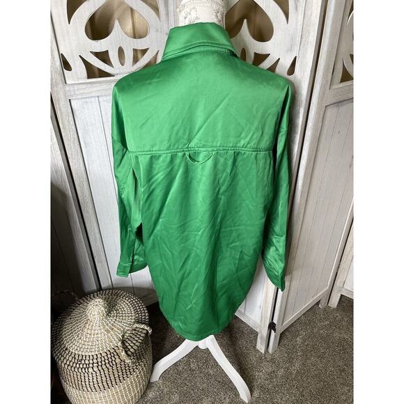 Zara Oversized Satin Effect Shacket Shirt jacket Snap Pocket Size Small - Picture 3 of 5